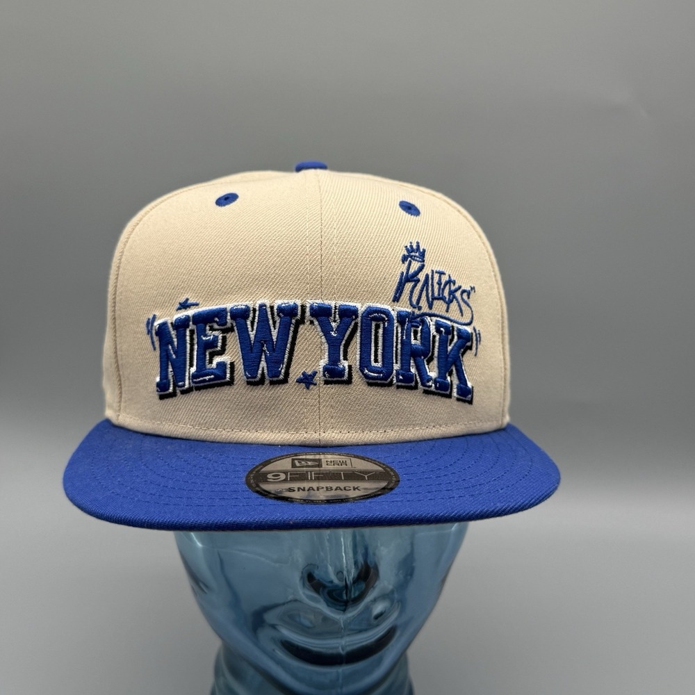 New Era 9Fifty New York Knicks Tan Blue Snapback Hat Adjustable OSFM Streetwear